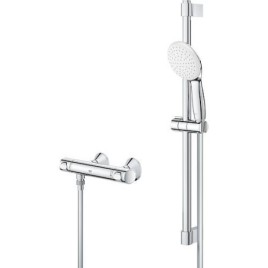 Kit mitigeur thermostatique de douche Grohe Grohtherm 500 Barre de douche 600 mm, douchette Ø 110 mm et flexible de douche