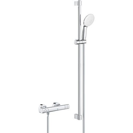 Brausethermostat-Set Grohe Grohtherm 800 C mit Brausestange 900 mm Handbrause Ø 110 mm und Brauseschlauch chrom