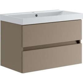 Meuble sous-vasque+Céramique WT Kora 2.0, brun sable laqué mat 2 tiroirs largeur 805 mm