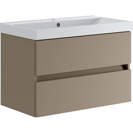 Meuble sous-vasque+Céramique WT Kora 2.0, brun sable laqué mat 2 tiroirs largeur 805 mm