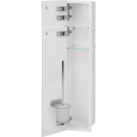 Caisson WC encastré Flat hauteur 800 intérieur revêtu blanc, 2 portes noires, gauche