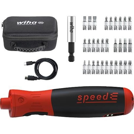 Jeu de tournevis sans fil 1/4 Wiha speedE® PocketDrive 3,7V avec 1,5 Ah, 35 pièces