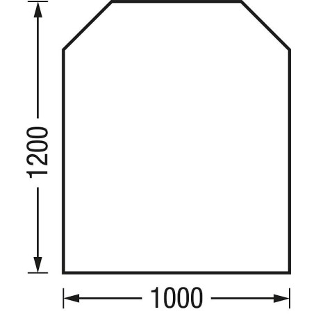 Accessoire poele plaque sol en verre 6 mm trapeze B2 1000x1200 mm
