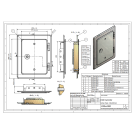 porte de cheminee en inox fermeture 4 pans, type K 20/4 E V2A, 14/20 cm