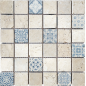 Mosaïque renaissance travertin ivoire blue Mosaïque renaissance travertin ivoire blue
