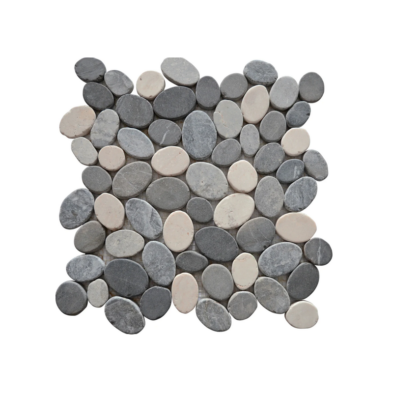 Mosaïque galet scie mix gris