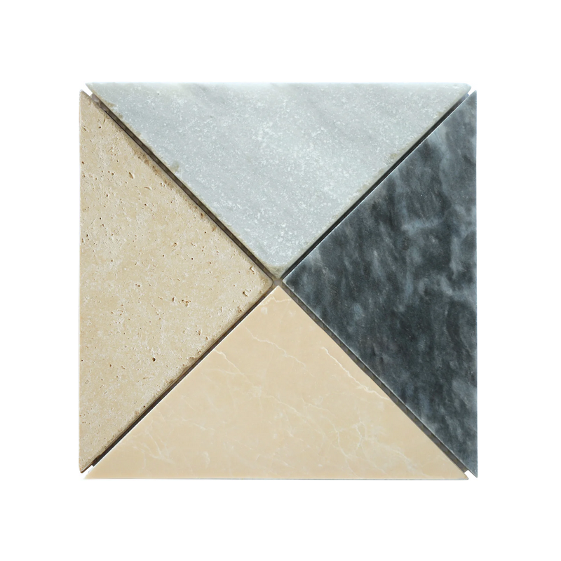 Mosaïque arlequin M1 marbre et travertin