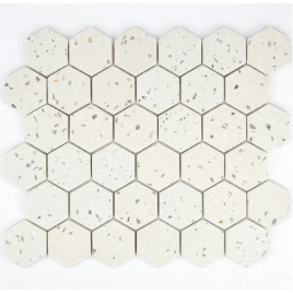 Mosaïque hexagone terrazzo ivoire