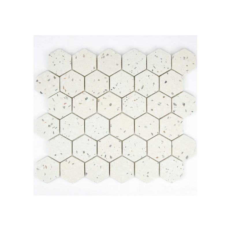 Mosaïque hexagone terrazzo ivoire Mosaïque hexagone terrazzo ivoire