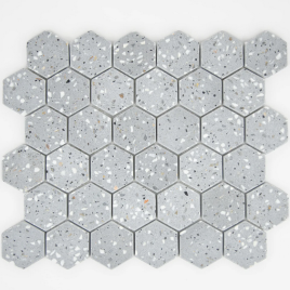 Mosaïque hexagone terrazzo dark grey