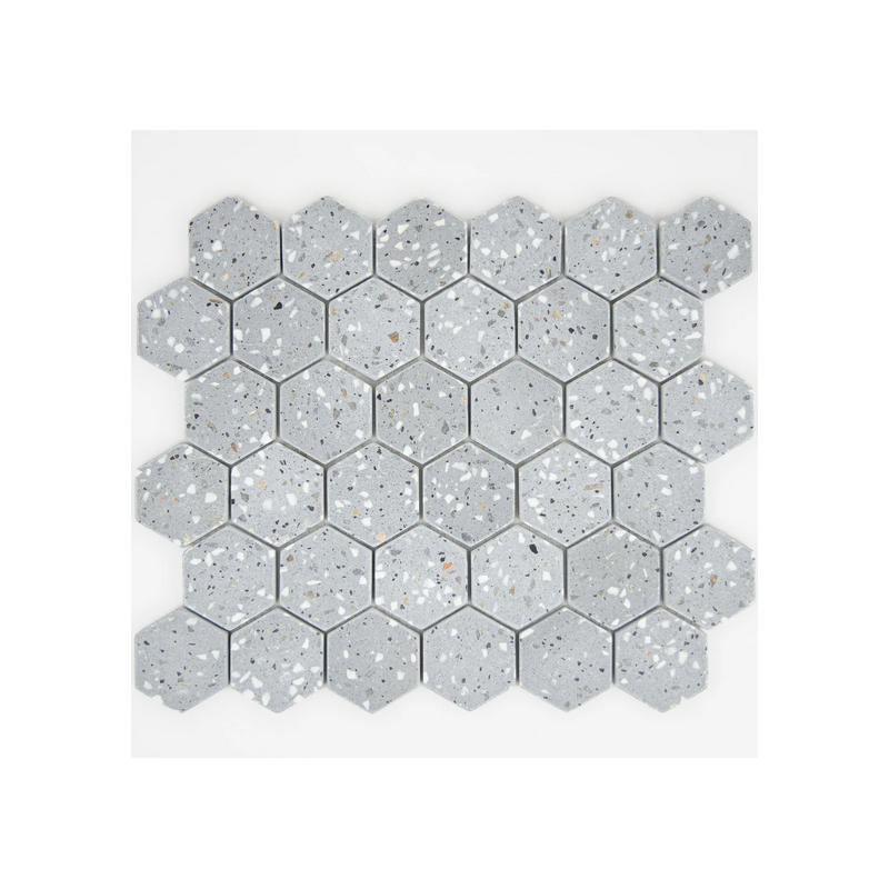 Mosaïque hexagone terrazzo dark grey