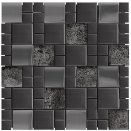 Mosaïque inox verre noir