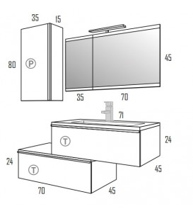 Meuble Suspendu Salle de Bain Duo 70