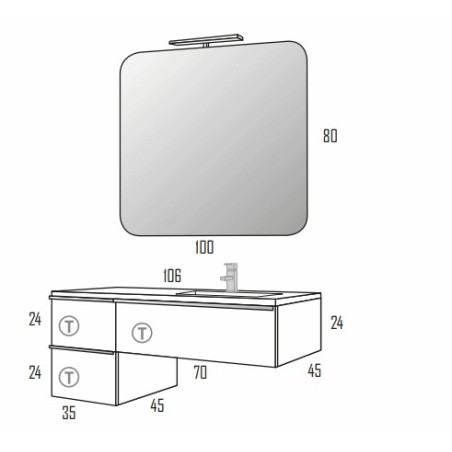 Meuble Suspendu Salle de Bain Duo 105
