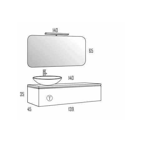 Meuble Suspendu Salle de Bain Sigma 140 Version 2