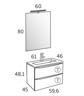 Meuble Suspendu Salle de Bain Landes 60
