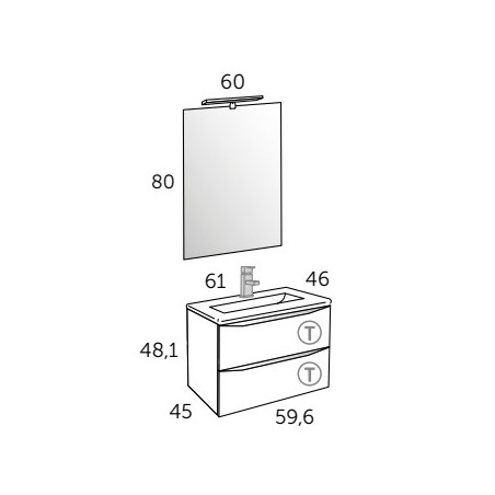 Meuble Suspendu Salle de Bain Landes 60