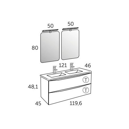 Meuble Suspendu Salle de Bain Landes 120