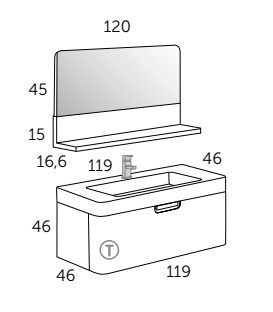Meuble Suspendu Salle de Bain Strip 120